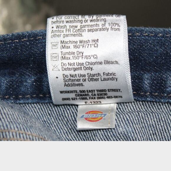 Dickies Jeans Sz 36x30 Work Flame Retardant Reflective Strip on Leg Safety Pants - Picture 6 of 9